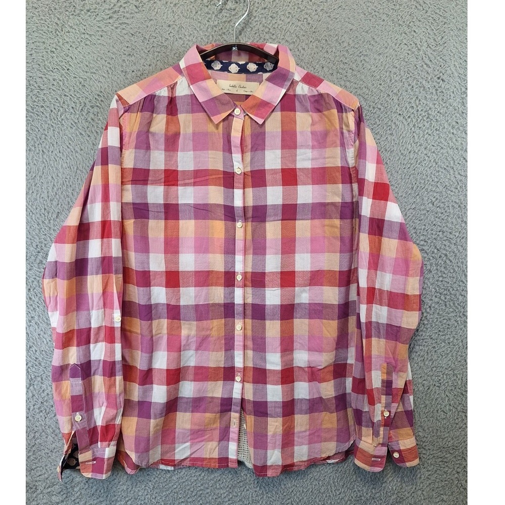 Button-Down Plaid Shirt in Pink and Purple - Ladies